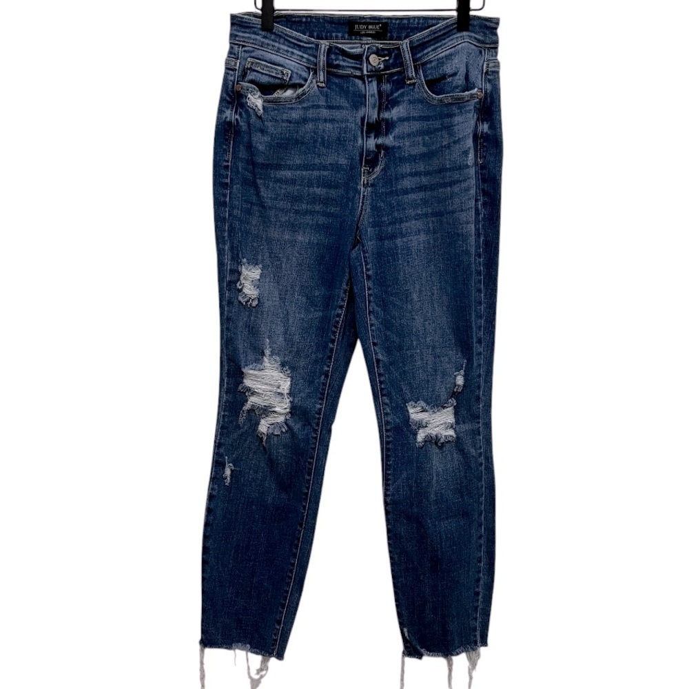 JUDY BLUE Relaxed Fit Distressed Denim Blue Jeans Size 5/27